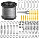 AYSUM 50M Garden Wire For Climbing Plants 2mm Stainless Steel Wire Rope Kit, M5 Turnbuckle Wire Tensioner Kit, Fence Wire Roll Kit, Cable Railing Kit, Garden Wire Tensioner Kit