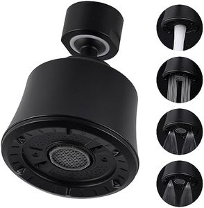 iFealClear Kitchen Sink Faucet Head, 360° Faucet Sprayer Attachment, Large Angle Rotatable Kitchen Faucet Aerator with 2 Ball Joint, 4 Spray Modes, Extra Male Female Thread Adapters, Matte Black