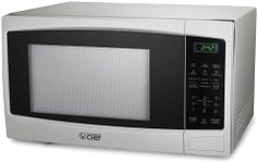 COMMERCIAL CHEF 1.1 Cu Ft Microwave with 10 Power Levels, Microwave 1000W with Push Button Door Lock, Countertop Microwave with Microwave Turntable and Digital Controls, White