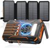 SOARAISE Solar Charger Power Bank - 48000mAh Wireless Portable Charger Built-in 4 Cables and 4 Solar Panels, PD QC 3.0 Fast Charging USB C Battery Pack with Flashlight for Camping Travel