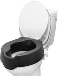 KMINA - Soft Raised Toilet Seat with Lid 4 Inches, Toilet Seat Riser for Elderly, Disabled Toilet Seat Riser 4 Inch, Raised Padded Toilet Seat, Elevated Toilet Seat for Adults, WC Seat Raiser