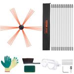 VEVOR 12 m Chimney Sweep Kit, w/ 12 Reinforced Nylon Flexible Rods, Ergonomic Chimney Cleaning Brush, 360-Degree Brush Chimney Cleaner, Rich Accessories for Fireplace Flue Home Use Fits Most Pipes