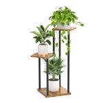 KAZITOO 3 Tier Plant Stand Indoor outdoor, Metal Wood Corner flower Pots Holder for Multiple Plants, Tiered Plant Shelf Display Rack for Living Room Bedroom Balcony Garden Patio Office