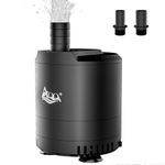 AQQA Aquarium Water Pump,Ultra Quiet Submersible Water Pump,600L/H Adjustable Water Fountain Pump,Fish Tank Water Change Pump with 1.8M Power Cord 2 Nozzles,Pond Pump for Fish Tank, Pond, Hydroponics