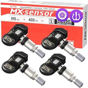 Autel TPMS Sensors Set of 4, MX Sensor 2 in 1 315MHz + 433MHz, TPMS Sensor Tire Pressure Sensors Programmable by MaxiTPMS TS408S TS501 TS508WF TS900 ITS600 MP900TS MS906PRO-TS (Press-in Metal Valve)