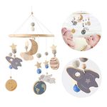 Baby Crib Mobile Wooden Wind Chime Bed Bell,Neutral Baby Crib Mobile,Baby Mobile for Crib,Handmade Baby Mobile,Space Baby Ceiling Mobile Baby Nursery Decoration Bed Bells