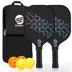 OXIKEN Pickleball Paddles Set of 2, USAPA Approved Carbon Fiber Pickle Ball Paddle (CHS), Polypropylene Honeycomb Core, Anti Slip Sweat Absorbing Grip, 2 Outdoor Pickleball, 2 Indoor Pickleball, Bag