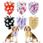 JpGdn 6pcs Pack Small Dog Bandanas Flower Pattern Triangle Scarf for Small Medium Dogs Cats Puppy Washable Spring Pet Neckerchief Dog Grooming Accessories Costume