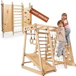 Goodevas Improves 9-in-1 Indoor Climbing Frame for Kids, Montessori Climbing Frame with Slide, Swing, Climbing Wall, Climbing Triangle - Playground for Nursery