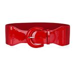 LEACOOLKEY Women Retro Wide Elastic Waist Belt for Dress Ladies Vintage Cinch Belt Plus Size with Chunky Buckle Santa Belt Cosplay (Red,M-Suit for waist size 35”-41”)