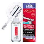 L’Oréal Paris 2.5% Hyaluronic Acid & Caffeine Plumping Eye Serum, Brightens Look of Dark Circles, Reduces Look of Crow's Feet & Wrinkles, Revitalift, For All Skin Tones & Types, Fragrance Free, 20ml