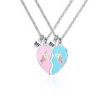 Septreize Lanqueen Best Friend Necklaces for 2 BFF Unicorn Heart Necklace Friendship Sisters Jewelry Birthday Gifts for Her