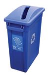 Chabrias Ltd Blue Slim 87L Container Plastic Recycling Slim Bin with Blue Hinged Lid - Ideal for Home or Office Waste Management and Commercial Use (75.6 x 50.7 x 27.2 cm)
