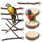 9 Pack Natural Wood Bird Perch Stand, Bird Perches Stand Toy Perch Platform Cage Accessories for Small Parakeets, Budgies, Cockatiels, Conures, Macaws, Lovebirds and Finches