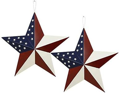 2pcs Patriotic Metal Barn Star Outdoor Indoor Hanging Wall Decor Star Ornaments 4th of July Decoration Country Style (21"-A)