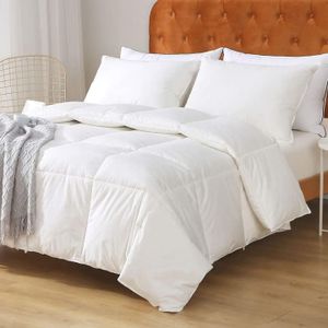Oaken-Cat Goose Feather Down Comforter King - 100% Organic Cotton, Medium Warm All Seasons Duvet Insert (104x88, Ivory White)