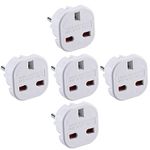 Pack of 5 Travel Adapter | UK to European Plug Adapter Converter (Euro Type C, E, F) EU Plugs for travelling to Italy Cape Verde Poland Spain Turkish Greece Bulgaria and more