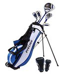 Distinctive Left Handed Junior Golf Club Set for Age 9 to 12 (Height 4'4" to 5'), Left Handed Only, Set Includes: Driver (15"), Hybrid Wood (22*), 2 Irons, Putter, Bonus Stand Bag & 2 Headcovers