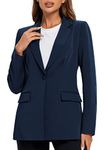 Urban CoCo Women's Casual Blazers Open Front Lapel Button Long Sleeve Office Work Suit Jacket, Navy Blue, M