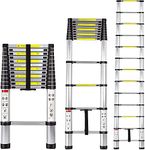 KRISHYAM Aluminium Telescopic Ladder 12.5FT/3.8M - Foldable Multipurpose 13 Step Ladder, Lightweight, Collapsible, Max Load up to 150 Kgs, for Household and Outdoor