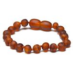 Baltic Amber Bracelet - Anklet - Safetty Knotted - Not Polished - Cognac Color (13)