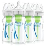 Dr. Brown’s Natural Flow Anti-Colic Options+ Wide-Neck Baby Bottle, 9oz/270ml, with Level 1 Teat, 4-Pack