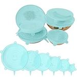 6 PCS Silicone Lids Food Covers, 6 Different Sizes Reusable Lids for Cups Bowls, Silicone Stretch Lids Microwave Freezer Can, 100% Safe Food Grade Silicone Round Shaped Tin Cover Lids (Green)