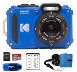 KODAK PIXPRO WPZ2 Waterproof Digital Camera Bundle, Includes: SanDisk 32GB MicroSD Memory Card, Spare Battery and More (5 Items) (Blue)