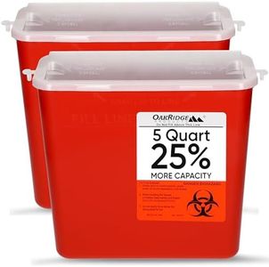 Oakridge Products Sharps Container for Home Use and Professional 5 Quart (2-Pack), Biohazard Needle and Syringe Disposal, Horizontal Drop Style Lid with levers, CDC Certified