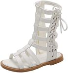 DADAWEN Toddler Girls Sandals Summer Open Toe Strapped Gladiator Sandals With Side Zipper (Toddler/Little Kid) White US Size 5 M Toddler
