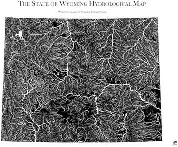 Muir Way Hydrological River Map of Wyoming - Watershed Topographic Wall Art for Home, Office, or Travel Decor - Unframed Flat Paper Print, 24x30