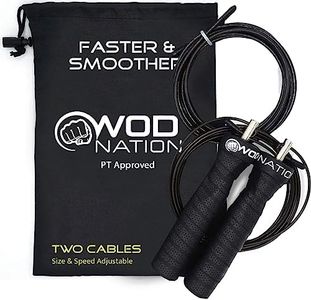 WOD Nation Attack Speed Jump Rope : Adjustable Jumping Ropes : Unique Two Cable Skipping Workout System : One Thick and One Light 11 Foot Cable : Perfect for Double Unders forHiit : Fits Men and Women