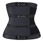 AMhomely Waist Trainer for Women, Women Belt Tummy Control Waist Cincher Trimmer Sauna Sweat Slimming Body Shaper Workout Girdle Belly Band Stomach & Waist Trimmer Corset Wrap Belly Shaper A-black