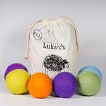 Wool Dryer Ball XL, Organic Eco Premium 100% Natural Fabric Laundry Softener, Shortens Drying Time, Reusable, Reduce Wrinkles and Static Cling, Handmade with 100% New Zealand Wool (6-Colors)