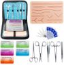 Alcedo Suture Practice Kit for Medical Students, Complete Set Include Durable Regular Suturing Pad with Pre-Cut Wounds, Tools Kit, and Suture Threads for Educational Use Only