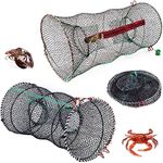 Collapsible Mesh Crayfish Trap, Zipped Access and Bait Pocket, Great Crab Fish Trap Net for Catching Crabs, Lobster, Shrimp, Prawn and Crayfish – 30 cm (2)