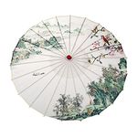 Paper Umbrellas Parasol Silk Cloth Large Peony Painting Patterned Chinese Umbrella Oil Paper Umbrella for Decoration Costume Party Props Fancy Dress Cosplay Photography Dancing 33 Inches