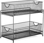 Halter 2-Tier Mesh Sliding Drawer Baskets, Bathroom, Pantry, Storage, Clothing, Cabinet Organizers, 14 by 12.75 by 7.5 Inches, Black