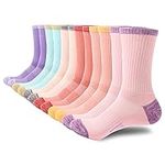 BUDERMMY Walking Socks Womens 6 Pairs Hiking Breathable Cushioned Socks Women Comfortable Anti Blister Casual Crew Socks Ladies Outdoor Multipack Performance Athletic Socks（multicolor 6pack 6-8）