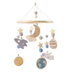 URFEDA Baby Mobile For Cot, Hanging Cloud Mobile Nursery Wind Chime Children's Room Cloud Mobile Wind Chime Felt Ball Mobile, Baby Wind Chimes Baby Crib Mobile Handmade Infant Toy Hanging