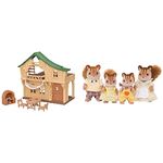 Sylvanian Families 5451 Lakeside Lodge Log Cabin & Walnut Squirrel Family