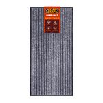 BEAR GRIPS Duro 7 Striped Double-Colored Door, Home and Office mat Anti-Slip PVC Backing for dust Removal, wear-Resistant Main Door, and Kitchen Rug, 6mm Thick, Color: Grey & Black, Size 45X90 cm