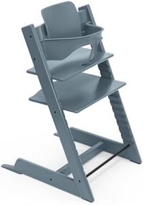 Chaise haute Tripp Trapp Stokke avec Baby Set, Bleu Fjord - Chaise évolutive et réglable, adaptable de la naissance à l’âge adulte - Pratique, confortable et ergonomique - Design classique