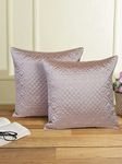 eyda Quilted Square Decorative Polyester Grey Cushion Cover (Set of 2), 40cmx40cm/ 16"X16" Inches