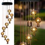 Solar Angel Wind Chimes Outdoor,Solar 8 LED Angel Wind Chimes for Outside,Hanging Lights Warm LED,Outdoor Angel Decor,Angel Gifts for Wife Mother Grandmom Christmas