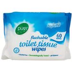 Pure Flushable Toilet Wipes Pack of 4 60's