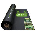 Homesecret 105 GSM Weed Membrane Heavy Duty - 2M x 10M Weed Control Membrane - Garden Membrane Weed Control - Weed Control Fabric - Landscape Fabric, Weed Barrier Fabric, Weed Matting - Black