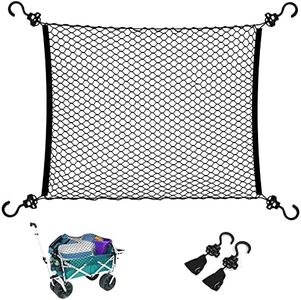 Cargo Net for Beach Cart, Car Cargo Nets for Utility Folding Wagon, Garden Cart, Folding Trolley Cart with Storage Bag, Made of Heavy Duty Nylon Net / 38"X32"