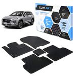 CLIM ART WaterTrap Custom Fit Floor Mats for Hyundai Santa Fe 2019-2020, 1st & 2nd Row, Car Mats Floor Liner, All-Weather, Car Accessories for Man & Woman, Black/Black - FL011319039