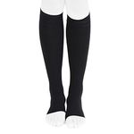 PEDIMEND™ Open Toe Knee High Graduated Compression Socks (2PAIR - 4PCS) | Best for Nurses & Maternity Pregnancy/Shin Splints/Ankle & Arch Support/Varicose Veins & Edema | Unisex (Black)